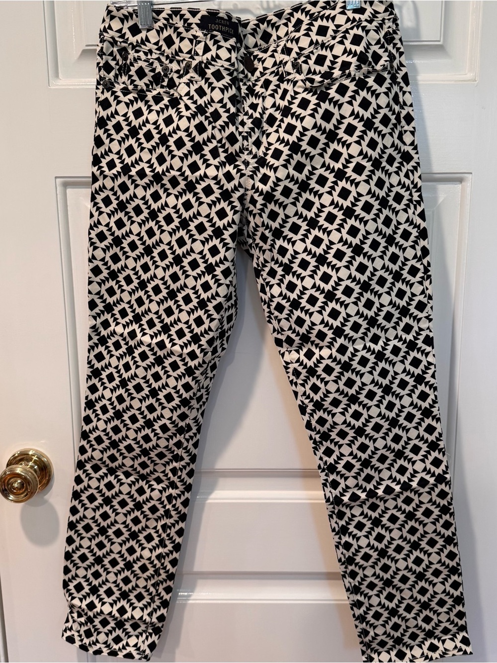 J. Crew Black and White Geometric Toothpick Pants